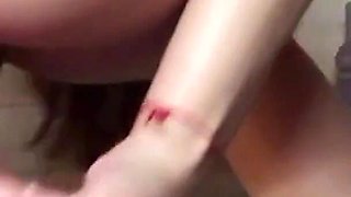 Teen in Fishnet Dress and Naked Masturbating Squirt and Orgasms