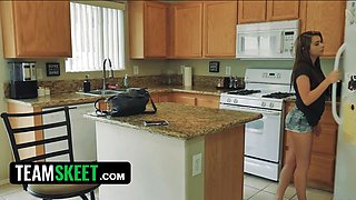 Teamskeet - curious teenage gets tricked to eat her imperious friend's tight butt hole and Wet Pussy