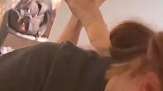 Redhead Giving a Sloppy Toppy to Daddy