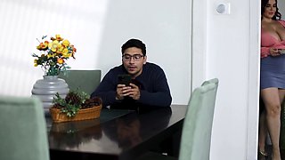 Huge tits stepmom seduces her son