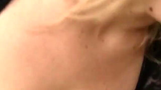 Sexy blonde Vicky Vixen masturbated her horny pussy and get surprised by huge cock and sucks it