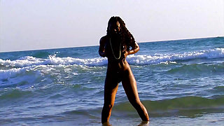 Black and white pussy fucking on the beach