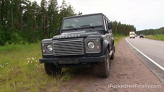 Sweet blonde tries to fix the car but gets fucked instead