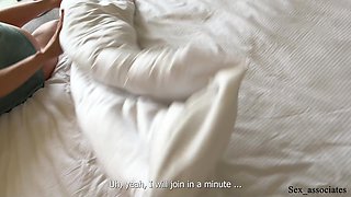 Stepmom shares a bed with her stepson in a hotel and fucks him