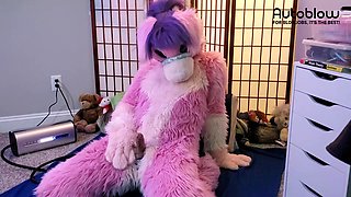 Pink furry Vicky Tart CANNOT GET ENOUGH of VacuGlide.