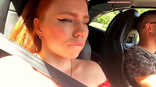 I milked and squirting in the car while we drive down the highway!
