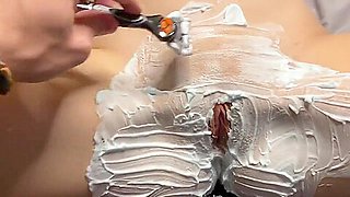 ASMR Pussy Shaving Ends with a Creampie