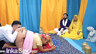 Buxom Desi MILF Invites Her Future Son-in-law To Lick Her Holes In Front Of Her Stepdaughter & Husband