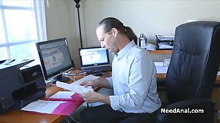 Secretary's ass licked and fucked by boss