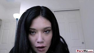 My busty stepmothers shaved MILF pussy