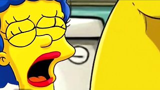 The Simpsons Porn Parody: Sexy Cheating Wife Marge Lets a Black Dude Fuck Her In The Public Toilet