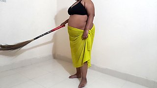 Desi Maid Gets Sexually Aroused While Sweeping the House and Has Sex with the Broom