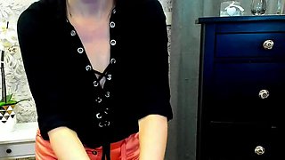 German amateur blonde MILF LUXvanessa with glasses on webcam