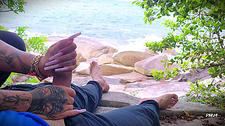 Handjob Surprise Ejaculation on the Beach