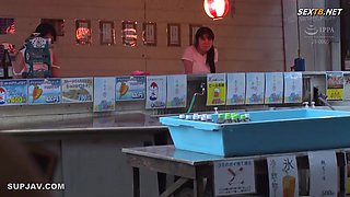 Japanese Babe working at beach house having sex