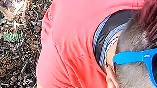 Quick outdoor blowjob at an abandoned house