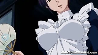 Hentai deepthroat and fuck for busty housemaid