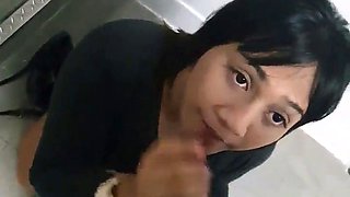 POV chubby milf blowjob eat cum