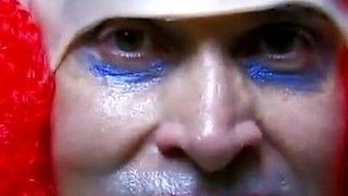 Clown fetish and anal fuck for brunette in outdoor activities