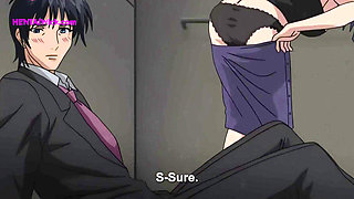 ''The Boss and the Horny Secretary'' Trapped Together in a Broken Elevator (Hentai Sex)