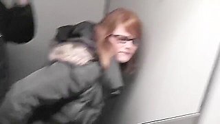 Redhead German in Grey Puffy Jacket and Fur Hood Sex