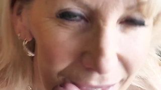Canadian GILF Sucks Black Dick and Gets Cum on Tits
