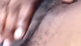 Pissing Outdoors Rubbing My Hairy Pink Black Pussy