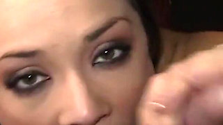 Cock sucker Kristina enjoys it and swallows cum