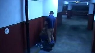 Impressive fuck session in the garage filmed by security cam!