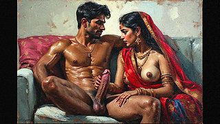 Aunty watches her neighbour uncle fuck his wife and she also joins for a threesome sex.