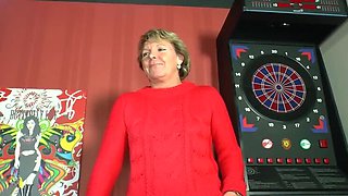 German Mature Amateur Slut Fingering Her Pussy on Billiard Table