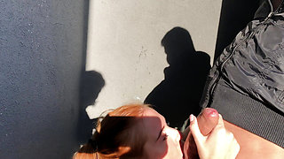 Risky Outdoor Sex with Sexy Redhead Slutty Teen