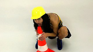 Natural brunette solo toying
