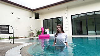 Soaked After the Pool, I Rub My Pussy Outside - Don't Stare at My Wet Feet.