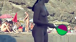 Big Oily ass curvy naked nudist milf beach voyeur spy