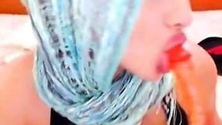 Arab Girl Pleasures Herself with Dildo on Webcam