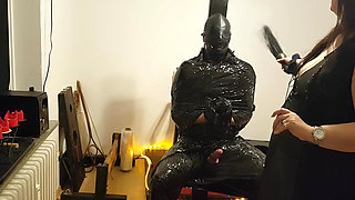 Foil Bondage Slave Part 2 - Cling Film Mummified and Edged to Madness