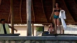 Vintage Blonde MFF Sex on Beach: Blowjob, Doggy  Brunette Porn