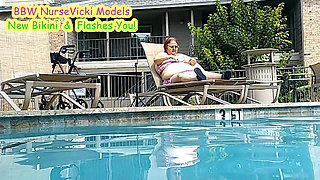 Nurse Vicki Models Her New Bikini by Pool Flashes You Then