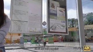 Hunt4k. Angella Christin from bus station comes to service