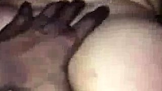 Two black men fuck white wife while cuck hubby films horny