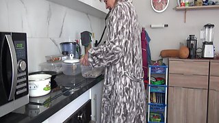 Unbelievable Sexy Granny 63 in the Kitchen