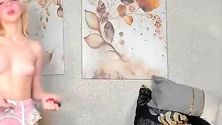 Curly Blonde Teen Records Solo Dildo Masturbation More at