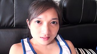 Hairy pussy Thai girlfriend homemade porn video shoot in POV