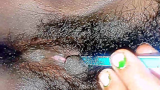 Geeta Bhabhi having sex with a pencil in a dark room