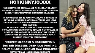 HotKinkyJo & Harper Maddoxx Extreme Deep Anal Footing - Belly Bulge & Lesbian Prolapse Fuck