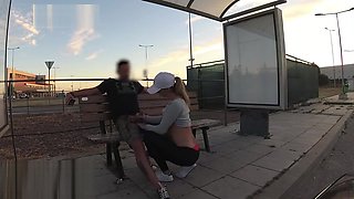 Slutty girlfriend with big ass fucked in the bus station. 4K