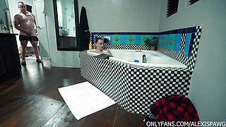Stepmom Catches Stepson watching her in Motel Room - Fucks Him to Anal Creampie