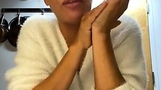 Glamour babe with big boobs masturbates in lingerie