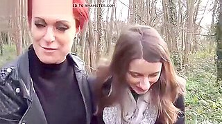 Two French Lesbians Pussy Eating Horny Couple Outside Public Pussy Clit Fingering Masturbating